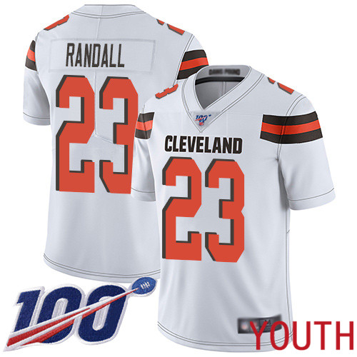 Cleveland Browns Damarious Randall Youth White Limited Jersey #23 NFL Football Road 100th Season Vapor Untouchable